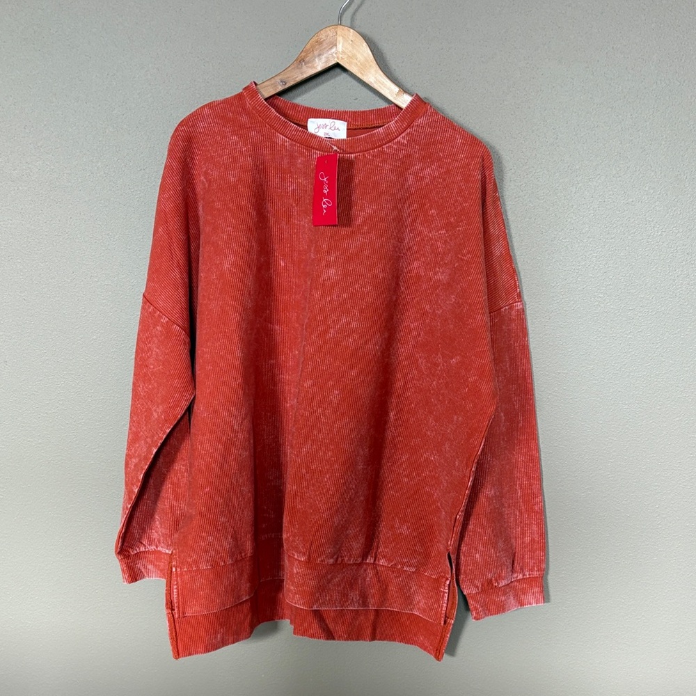 Women's Casual Orange/Red Crewneck Top
